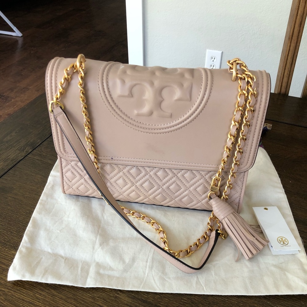 Tory Burch beige flap bag